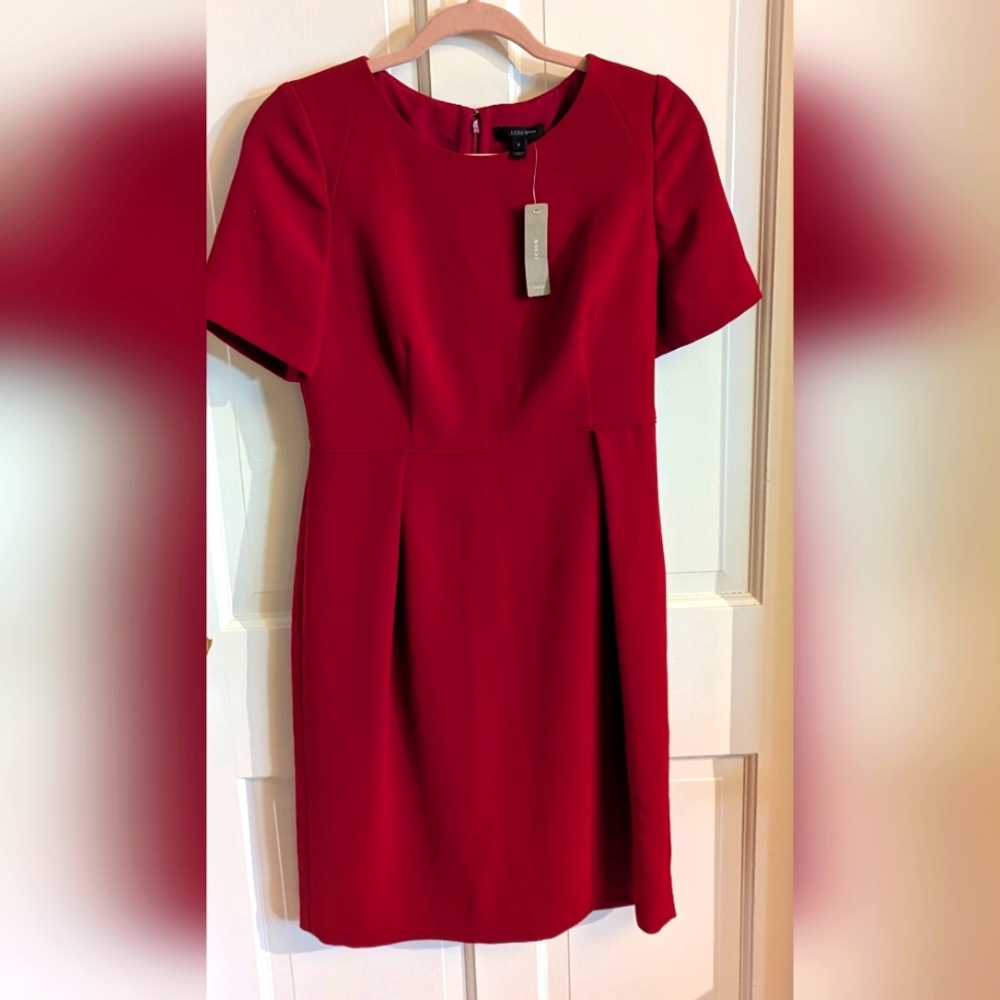 J. Crew size 6, red dress NEW, mid-length, short sleeve